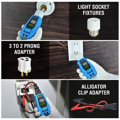 Go-To Circuit Breaker Finder Tool With Accessories, 90-135V Digital Breaker Locator, Integrated GFCI Outlet Tester shown in use