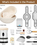 Pro-Grade Sourdough Starter Kit With 50 Oz Jar, 17 Flavor Recipes, two proofing baskets, food scale, bench scraper, bread lame, thermometer.