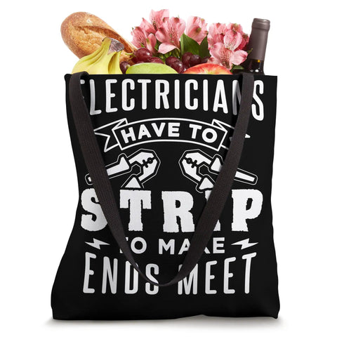 Funny Wire Strippers Electrician Tote Bag For Men Badass Electrical Engineering Gift Heavy Duty Canvas filled with groceries.