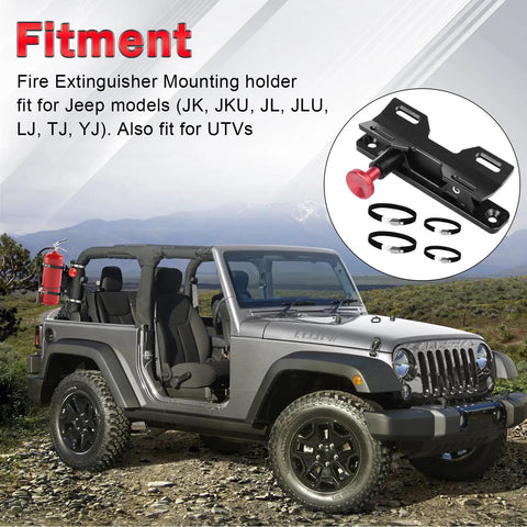 Quick Release Fire Extinguisher Mount Bracket For Jeep Wrangler TJ JK JL JKU And Universal UTV Roll Bar Aluminum Adjustable Holder
