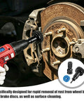 Heavy Duty Wheel Hub Resurfacing Kit For Lug Studs And Brake Rotors, drill cleaning rust from brake disc bolts.