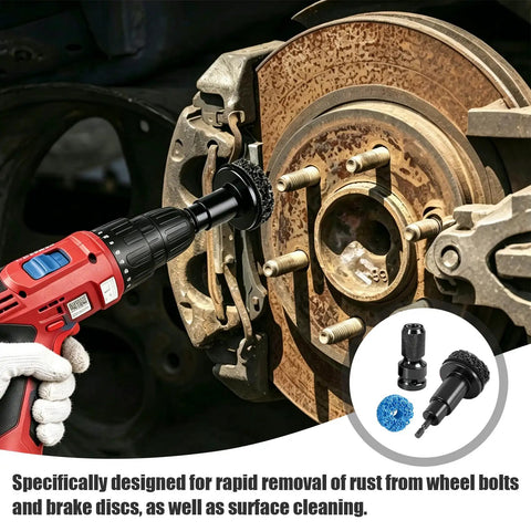 Heavy Duty Wheel Hub Resurfacing Kit For Lug Studs And Brake Rotors, drill cleaning rust from brake disc bolts.