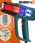 Dual Temp Heat Gun With 572F And 1112F Settings, fast heat, showing internal double heating wires and overload protection feature.