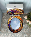 Round Resin Toilet Seat for Bathroom displayed from above, with colorful stained glass design and floral accents.