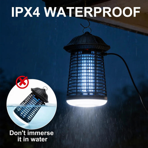 Outdoor And Indoor Mosquito Killer Zapper With Beastly 4200V High Powered Waterproof Design, 15W UVA Light Mosquito Lamp in rain