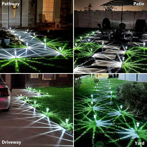 Solar Pathway Lights 10 Pack Outdoor Waterproof LED Stainless Steel illuminating pathways, patio, driveway, yard at night