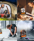 All Day Camping Fan With 20000mAh Battery, 58 Hour Run Time, Rechargeable Portable Fan And 400 Lumens Light in various settings