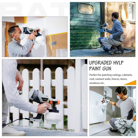 Professional Grade Hvlp Electric Spray Paint Gun With Massive 1200Ml Cup for ceiling and fence painting.