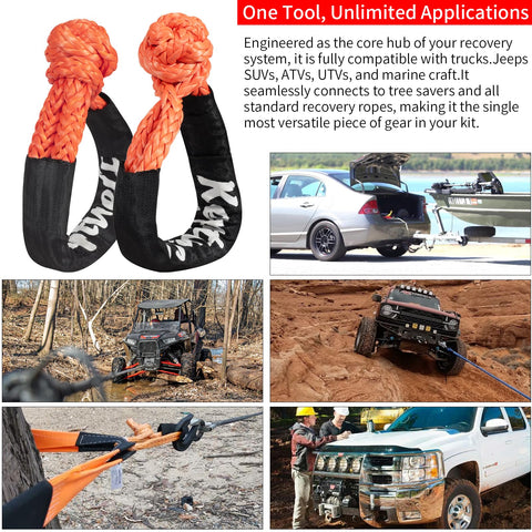 Beefy Heavy Duty Soft Shackle With UHMWPE Tow Connector Half Inch By Twenty Two Inches for off-road towing and recovery in action