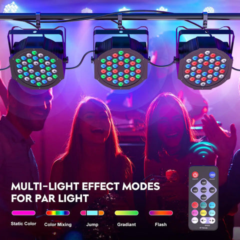 People enjoying six in one party lights with nine 18W RGBWA and UV LEDs 8800mAh rechargeable battery wireless for DJs clubs