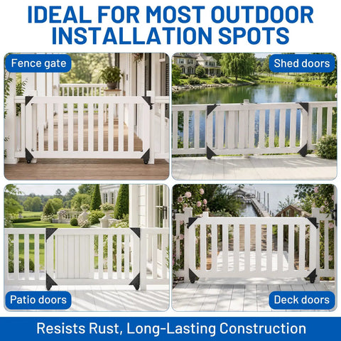 Heavy Duty Sliding Gate Hardware Kit With Anti Sag Roller Braces Rocks Solid For Fences Butter Smooth No Sweat DIY Install. Ideal for fence, shed, patio, and deck doors.