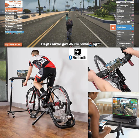 Smart Fluid Bike Trainer For 26-29 Inch Wheels And 700c, Ultra Quiet Indoor Cycling Stand, Zwift Compatible in use at home