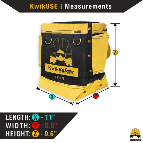 RedIron Two Pack Heavy Duty Canvas Bolt Bag For Ironworkers With Reinforced Stitching showing dimensions 11" x 5" x 9.6"