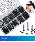 Sweet 410 Piece M2 Metric Machine Screw Kit With Black Button Head Allen Cap Bolts Nuts And Washers Made Tough Grade 10.9 Alloy Steel Includes Hex Key Perfect For Heavy Duty Repairs And Custom Builds With Top Notch Durability And Strength. M2 screws in organizer case