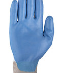 Blue Ultralight Cut Resistant Work Gloves For Men And Women, Extra Thin Nylon Coating, Size Small, 12 Pairs, single glove front view