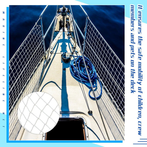 Boat Safety Lifeline Netting For Sailboats, Nylon Guardrail Deck Netting Keeps Pets, Crew, And Gear Safe On Deck visible