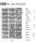 Stainless Steel Fastener Kit With 810 Pieces Nuts Bolts And Washers For DIY Projects M3 M4 M5 M6 shown with organized compartments