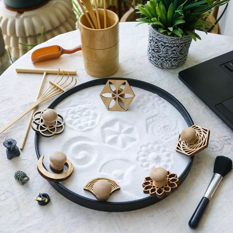 Mini Zen Garden Rake Stamp Set For Desk Stress Relief And Focus Dope Rock Sand Garden Accessories For Office Desk Vibe Gift