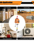 Heavy Duty 440 Lbs Portable Electric Hoist Winch With 110V Wireless Remote Control and Manual Lever Operation for cargo handling and goods lifting.