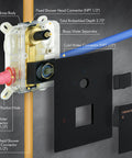 Brass body control valve components for Dope 16 Inch Matte Black Shower System With Rainfall Head And Handheld Ceiling Mounted Bathroom Kit