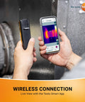 Person using Wireless Thermal Imaging Camera For iPhone And Android With Carrying Pouch And USB C Cable, 256 x 192 resolution