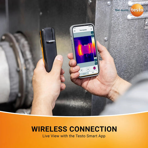 Person using Wireless Thermal Imaging Camera For iPhone And Android With Carrying Pouch And USB C Cable, 256 x 192 resolution