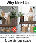 Before and after image showing Heavy Duty 4 Pack Folding Table Leg Extenders With Three Level Adjustable Risers in use.