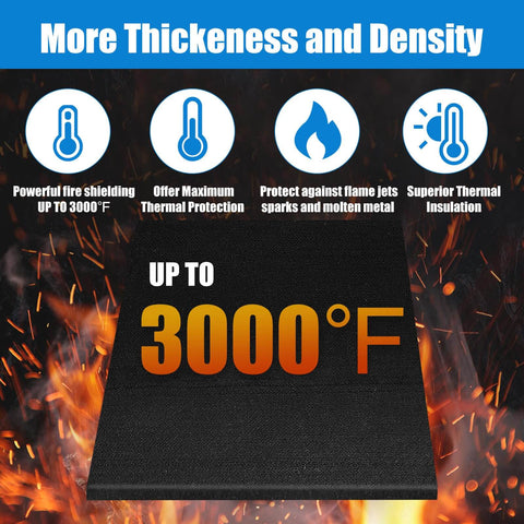 2Pack 10mm Thick Fireproof Welding Blanket 12x12 Inches Carbon Felt Shield with heat resistance up to 3000°F