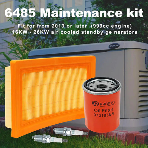 Image of All-In-One Maintenance Kit For Generac 16KW-26KW Air Cooled Home Standby Generators 999cc Engine, showing air and oil filters.