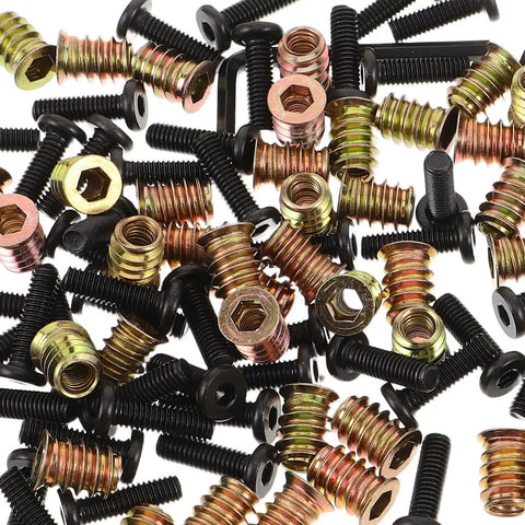 Wood Furniture Screws And Threaded Inserts Kit For Solid Hidden Installations In Home Furniture Assembly With Long Screws And Metal Nut Inserts