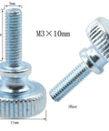 Knurled Thumb Screws M3 X 10Mm Flat Knurled Head Fully Threaded 30 Piece Set Carbon Steel Galvanized Finish Double Layer Step