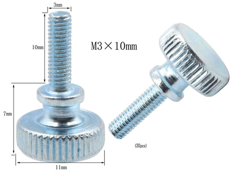 Knurled Thumb Screws M3 X 10Mm Flat Knurled Head Fully Threaded 30 Piece Set Carbon Steel Galvanized Finish Double Layer Step