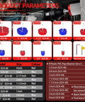 Image of 9 Piece PVC Pipe Reamer Kit With Aluminum Head Reamers, sizes from 1/2 inch to 4 inch, red and blue color options.