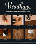 Fast Track Cedarwood Wood Stain For Home Updates series of steps demonstrating sanding, testing, applying, and drying wood finish.