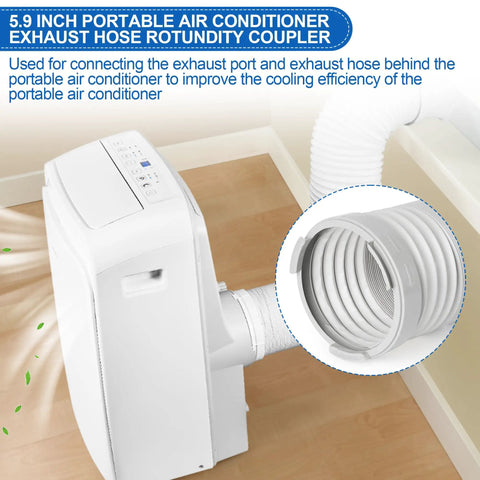 5.9 Inch Portable Air Conditioner Hose Exhaust Coupler Connector Adapter Fits Most Mobile AC Units Round Window Vent Kit