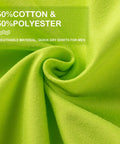 Close-up of the 50% cotton, 50% polyester fabric texture. High Visibility Long Sleeve Work Shirts 6 Pack Yellow Safety Tees For Men And Women Quick Dry Sun Protection