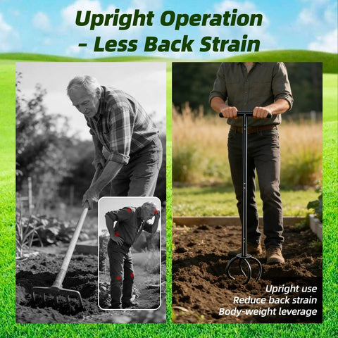 Heavy Duty Hand Tiller For Gardening With Long Handle Claw Twist Tiller Manual Soil Cultivator And Lawn Aerator demonstration