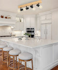 Kingswood 38 Inch Dope Modern Wood Track Light With Four LED Dimmable Heads in white kitchen