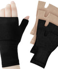 Set Of Four Unisex Fingerless Compression Gloves With Wrist Support For Sports Thumb Protection Breathable Spandex Nylon Small Size
