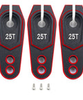 Set of 3 black and red Beefy 25T Aluminum Servo Horns for RC Cars and Boats, with screws, 6061 Alloy, universal 25 tooth spline.