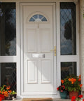 Heavy Duty 304 Stainless Steel Front And Rear Mail Slot With Victorian Letter Box Plate, Rustproof, Weather Resistant on white door