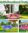 Two Pack Hanging Bird Baths For Outdoors, 11 Inch Metal Water Bowls with Rust-Proof Stainless Steel Chains, Flower Shape Design