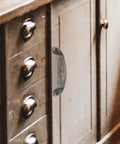 Vintage Metal Shell Cabinet Door Handles Set, Antique Bronze Drawer Pulls For Kitchen Cupboard Wardrobe on wooden cabinet