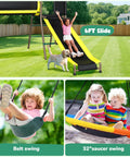All In One Backyard Swing Set With Slide Crawl Tunnel And Monkey Bars For Kids Aged 3 To 12 Outdoor Metal Playground Set 660 Pound