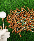 Birch Wood Golf Tees Value Pack 100 Count With 80 Regular Tees In Two And Three Quarters Or Three And A Quarter Inches And 20 Short One And A Half Inch Driving Range Tees Tan Color 5X More Durable 5X Stronger Less Friction For Consistent Drives on grass