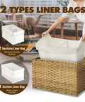 Large Handwoven Foldable Storage Basket Metal Frame Real Deal with Lid and Grippy Handles Cotton Lined Bin for Bedroom Laundry Gray Top Shelf Versatile Organizer with white liner bags.