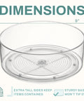 Clear Round Lazy Susan Turntable for Kitchen Storage, 9 Inch Spin Organizer with dimensions 9x3.5 inches, clear plastic material