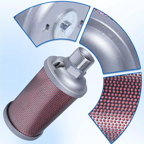 Exhaust Silencer For 1-1/4 Inch NPT Male Interface, Heavy Duty Industrial Noise Reduction For Air Compressors, Durable Metal Housing