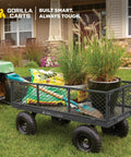 Heavy Duty Steel Utility Cart With 800 Pound Load Capacity 4 Cu Ft Bed Black Finish hauling garden supplies and plants
