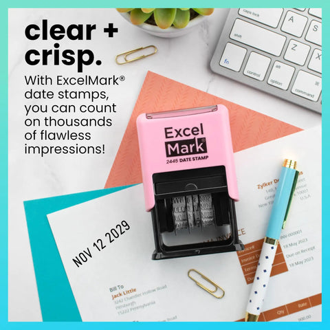 Heavy Duty Date Stamp For Shipping And Expiration Tracking Built Like A Rock With Black Ink And Customizable Mount Colors A Total Office Game Changer That Goes Hard Daily on paperwork with clear date impression.